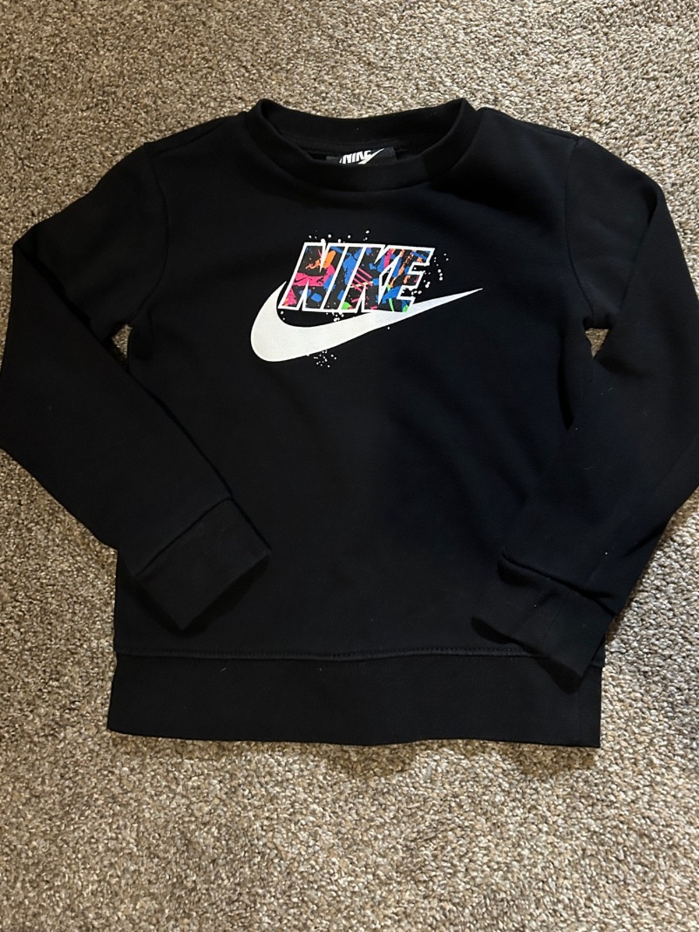 Nike Black Crew Sweatshirt with Multicolor Logo